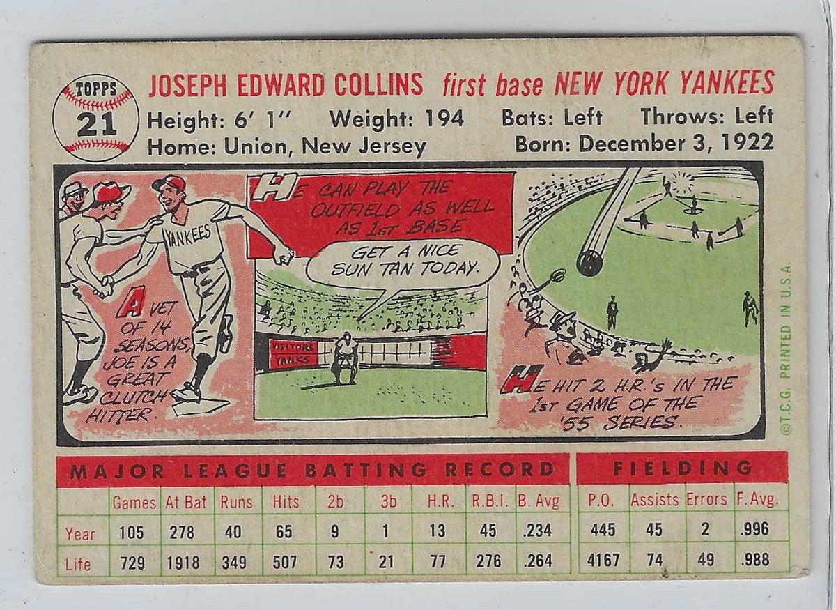 1956 Topps Joe Collins # 21 New York Yankees - NM