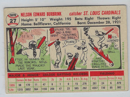 1956 Topps Nelson Burbrink #27 St. Louis Cardinals - NM