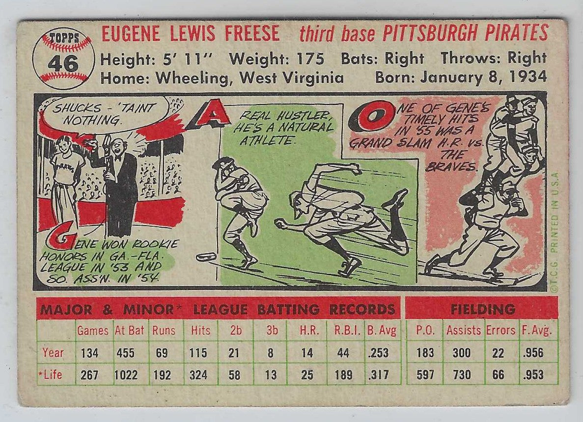 1956 Topps Gene Freese #46 Pittsburgh Pirates - NM