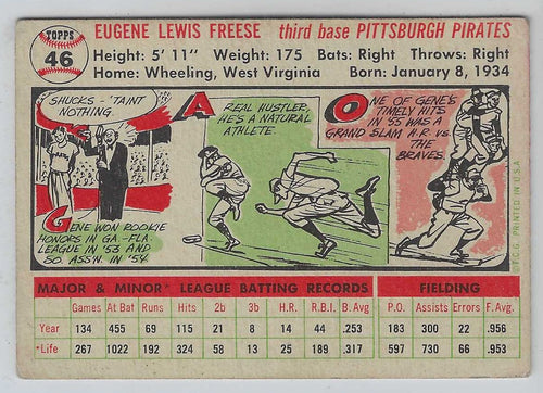 1956 Topps Gene Freese #46 Pittsburgh Pirates - NM